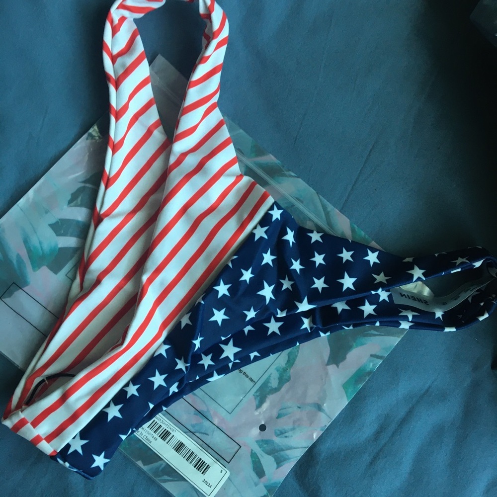 Red white and blue bikini bottoms